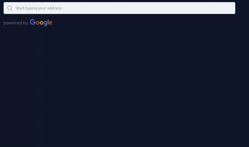 A video demonstrating the Places Autocomplete Svelte component in action, showing address suggestions and selection.